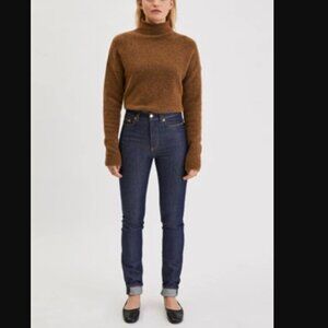 NWT Filippa K Vicky Raw Jean Size 26 Dark Blue Stretch High Waist Slim